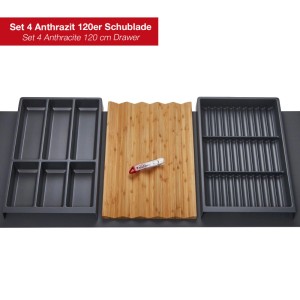 SOTECH ORGA-BOX Vario SET 4 Anthrazit für 120er Schublade Besteckeinsatz Gewürzeinsatz Gewürzeinsatz Antirutschmatte Orga-Weave
