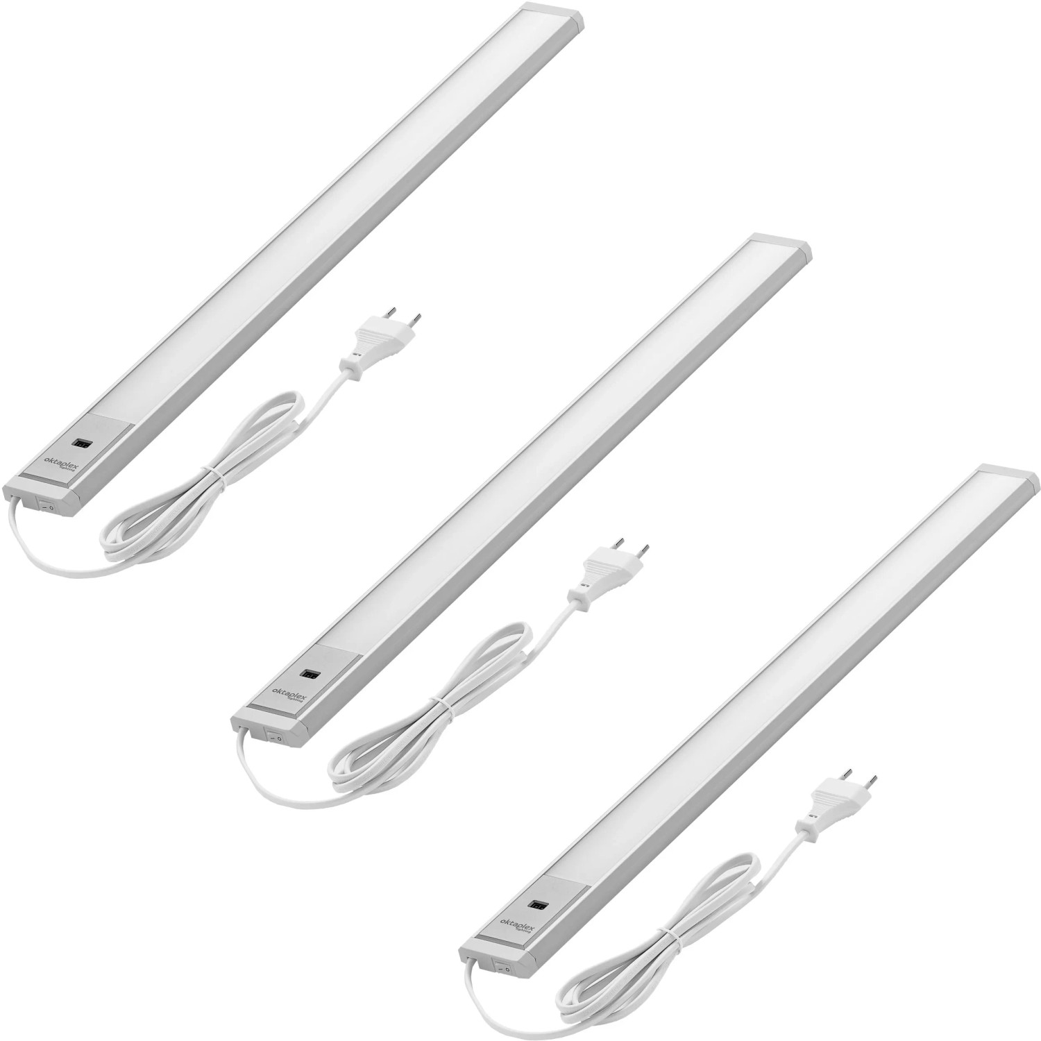 Oktaplex Riva Motion 3er Set LED-Unterbauleuchte Küche Dimmbar Warmweiß 3000K 57,5 cm 10W mit Hand-Sensor Berührungslos