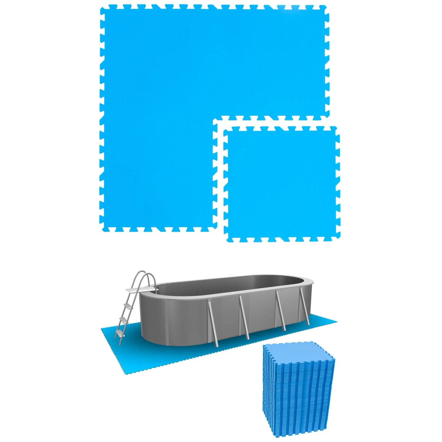 eyepower Poolunterlage 50 x 50 cm 68er Set Blau