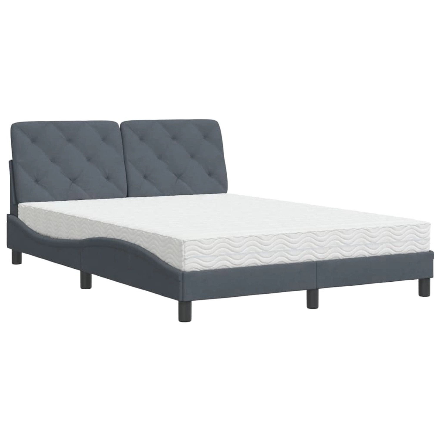 vidaXL Bett mit Matratze Dunkelgrau 140x190 cm Samt 3208653