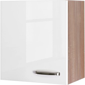 Flex-Well Oberschrank Valero, 50x55 cm, Hochglanz Weiß/Sonoma Eiche, Küchen-Hängeschrank.
