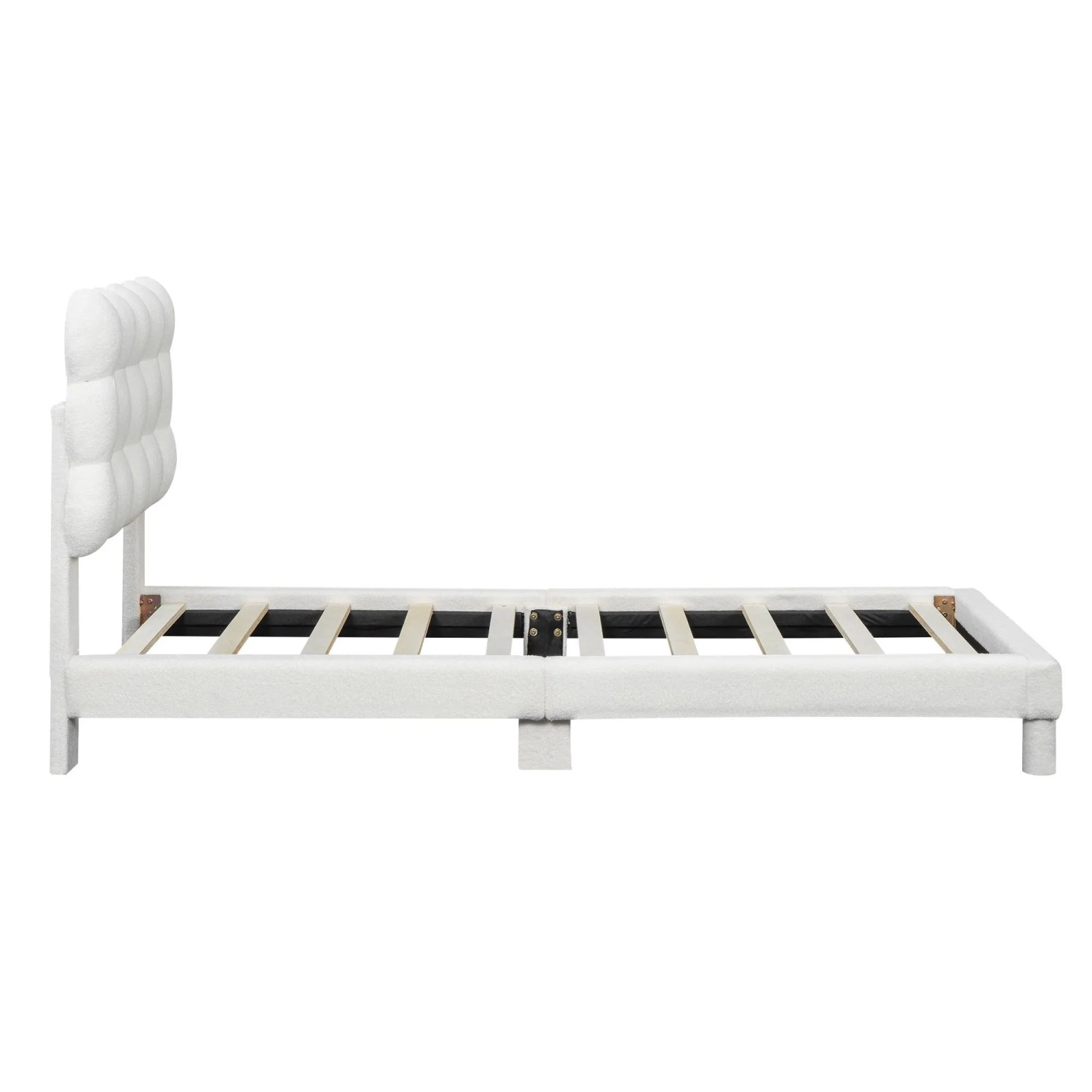 okwish Polsterbett 90x200cm mit Verstellbarem Kopfteil Kinderzimmer Weiß ohne Matratze