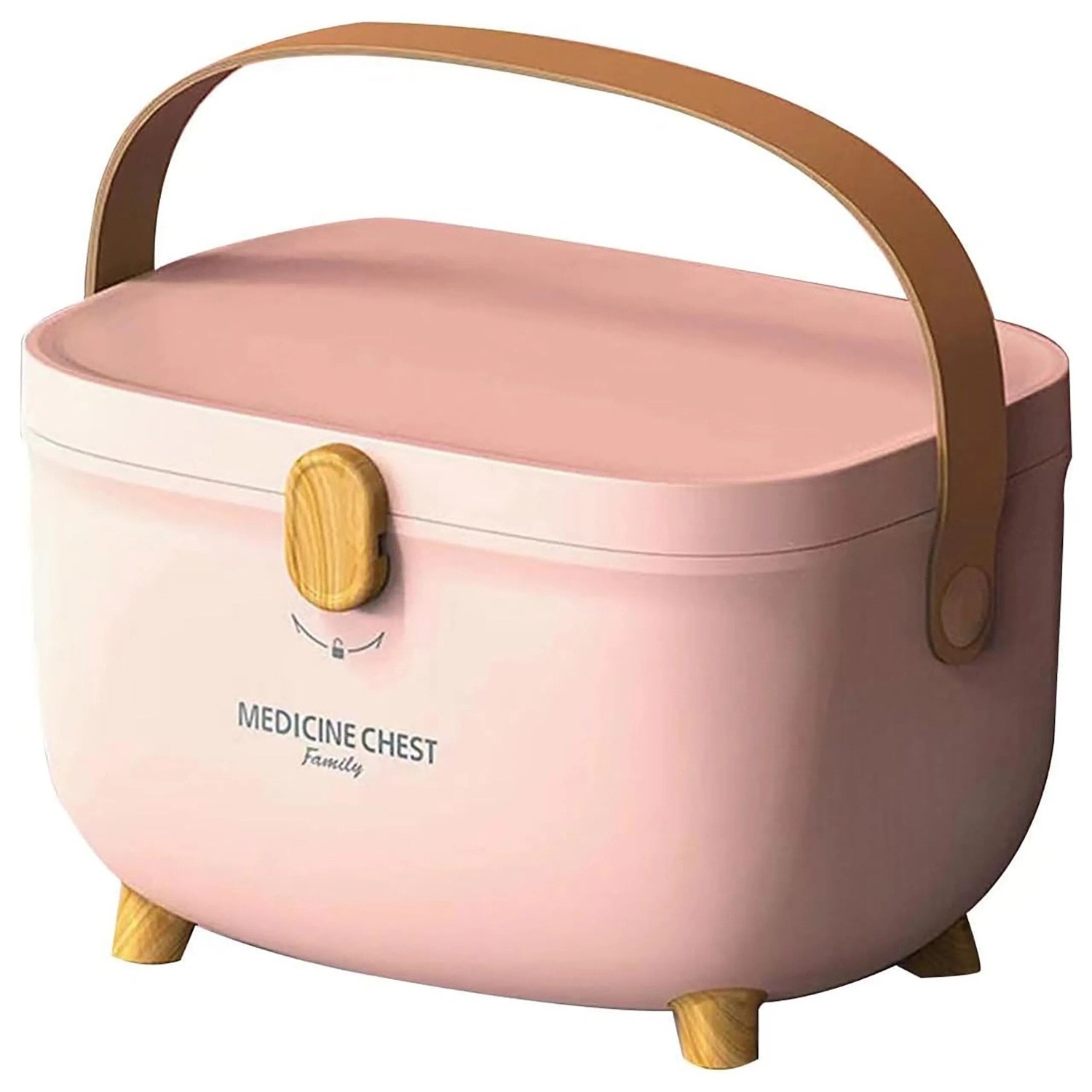 Relaxdays Medizinbox Kunststoff Rosa mit Tragegriff 3-Fächer-Einsatz Entnehmbar 18 cm x 28 cm x 20 cm 0,6 kg