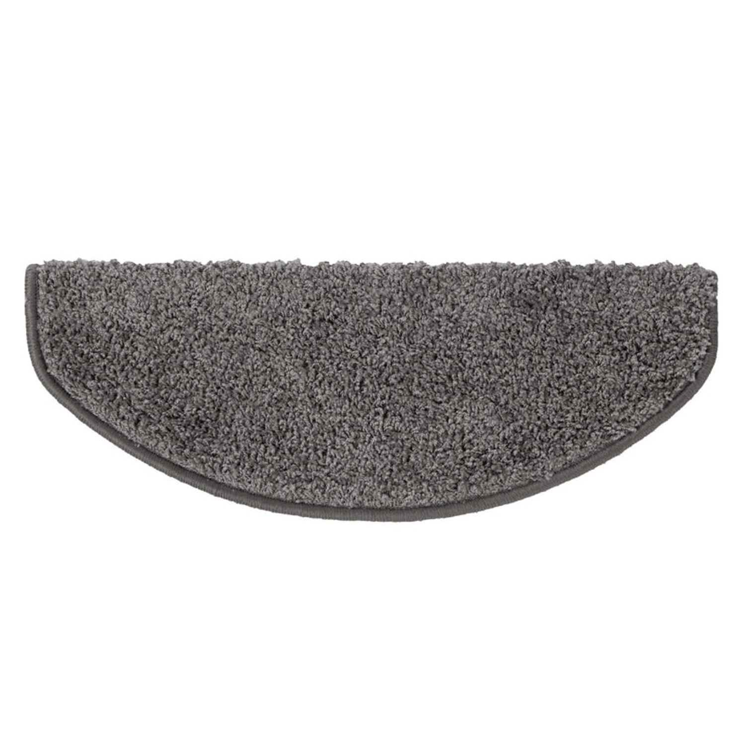 Graue, halbrunde KARAT Shaggy Stufenmatte Barcelona, 23,5x65 cm. Treppenschutz mit hohem Flor.
