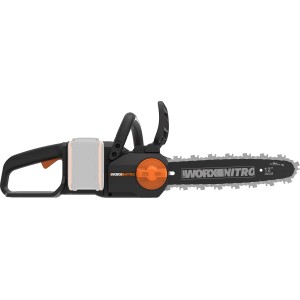 Worx Nitro 20V Akku-Kettensäge WG350E.9 ohne Akku/Ladegerät. Kompakte Akku Kettensäge in Schwarz/Orange.