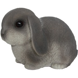 Graue Deko-Figur Kaninchen (10 cm) aus Polystone für Garten & Balkon.
