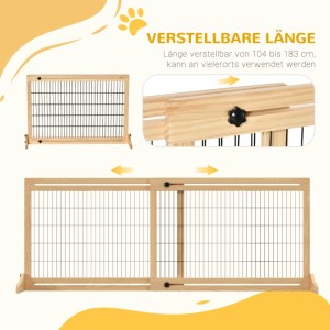 PawHut Absperrgitter Ausziehbar mit Fußstütze 104-183 x 36 x 69 cm