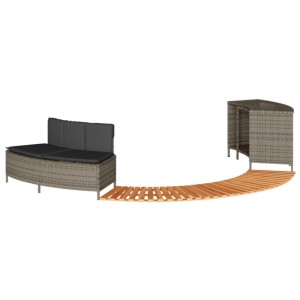 vidaXL Whirlpool-Umrandung Grau Poly Rattan und Massivholz Akazie 365615