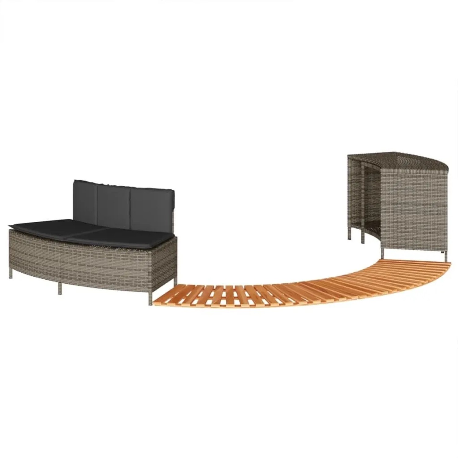 vidaXL Whirlpool-Umrandung Grau Poly Rattan und Massivholz Akazie 365615