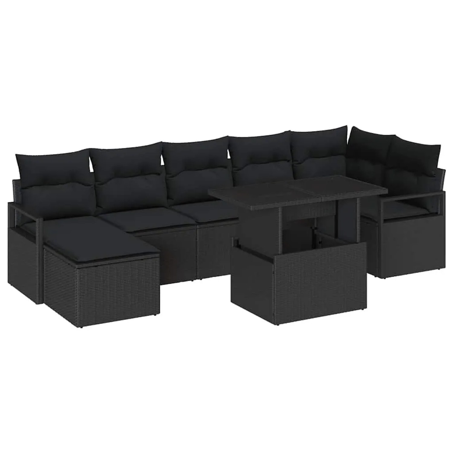vidaXL Gartensofa-set mit Speicher 8-Tlg Schwarz Poly-Rattan 3348869 günstig online kaufen