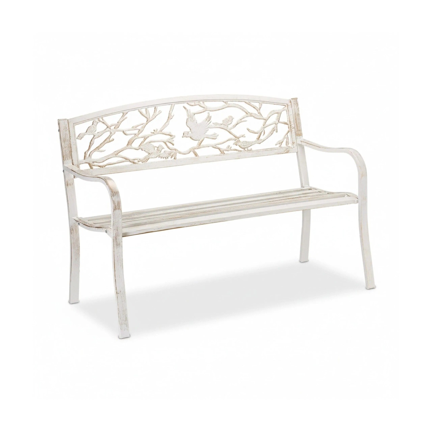 Relaxdays Gartenbank Stahl Gusseisen Weiß Bronze Für 2 Personen 87 x 127 x 57 cm 15 kg