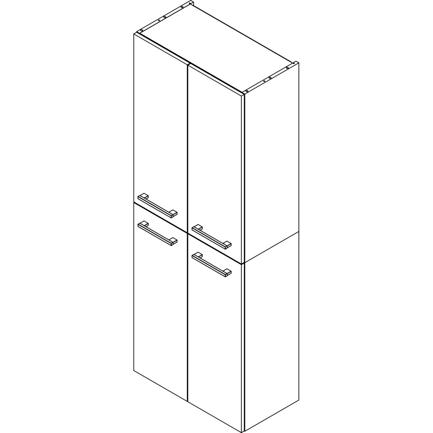 Fackelmann Doppel-Hochschrank Verona, 60 cm, Nussbaum/Weiß Hochglanz, mit vier Türen und Griffen.
