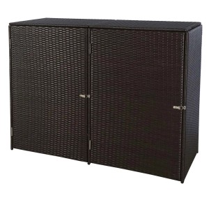 Proregal 2er-Mülltonnenverkleidung HxBxT 176x130x131 cm Poly-Rattan 2x120L Braun Mülltonnenbox Mülltonnenabdeckung