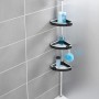 Wenko Teleskop Duschregal Wave Aluminium mit drei Ablagen und Spiegel in der Dusche.