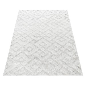 Cremefarbener Ayyildiz Hochflorteppich Pisa mit geometrischem Muster, 140x200 cm.