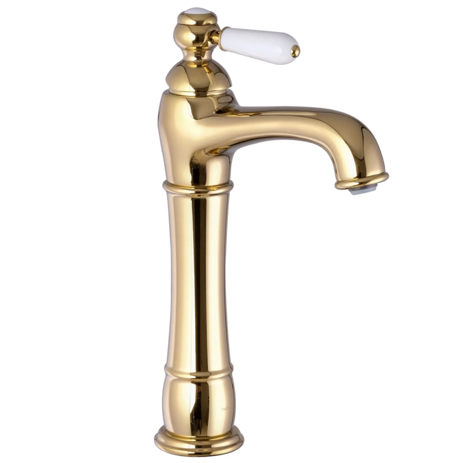 PaulGurkes Nostalgie Armatur Gold Lang für Aufsatzwaschbecken Waschschalenarmatur