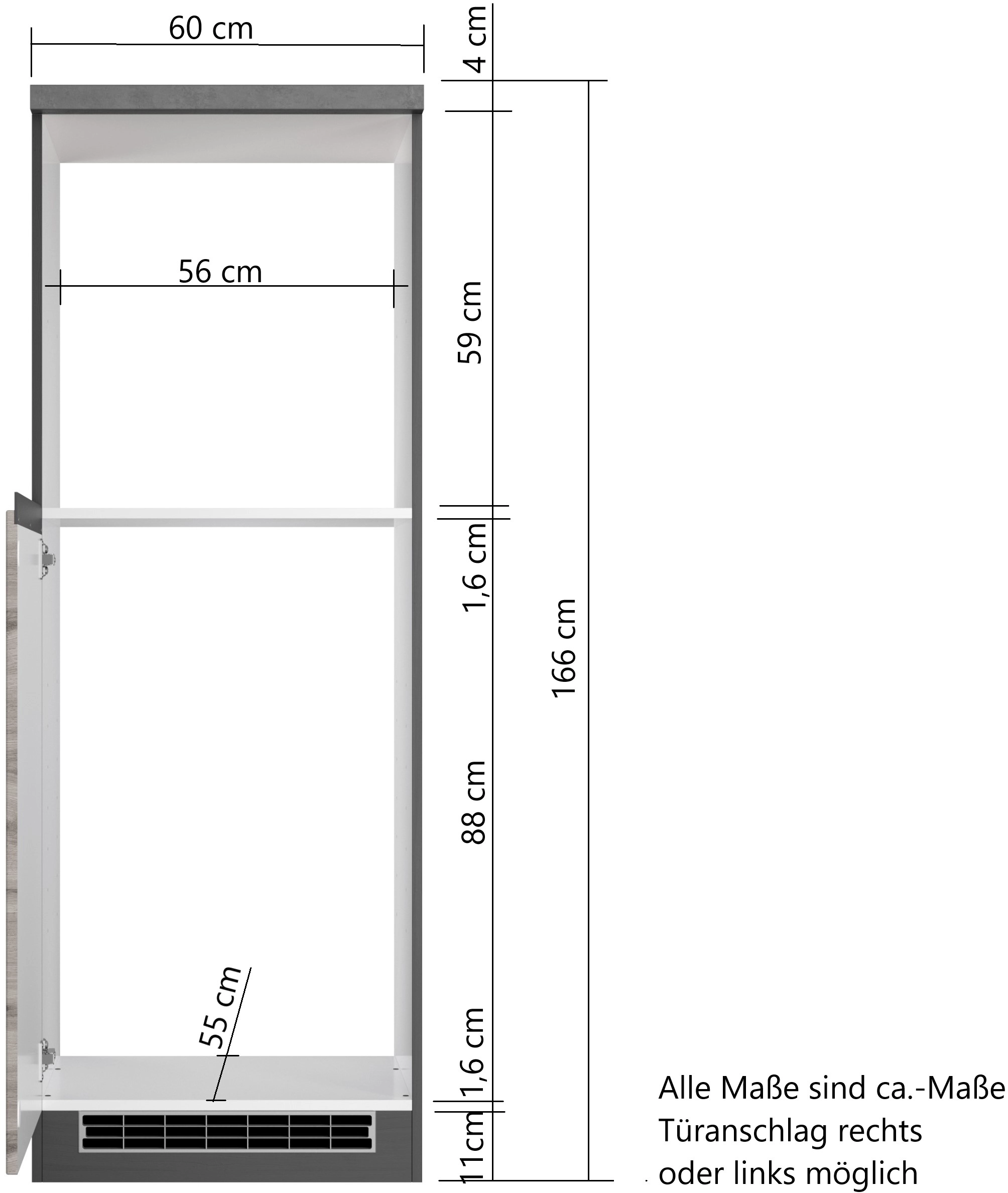 Turin Möbel 60 kaufen Kühlschrank/Ofenumbauschrank Held cm OBI bei Wotaneiche/Graphit