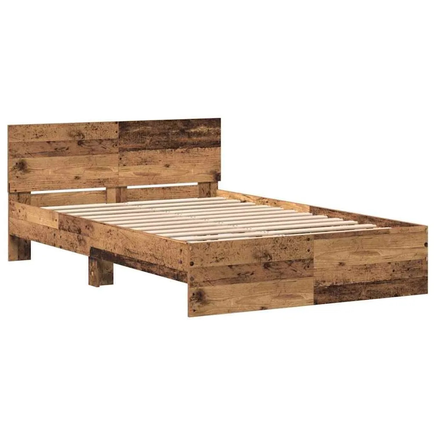 vidaXL Bettrahmen mit Kopfteil Altholz 203 x 185 x 70 cm Holzwerkstoff 3376060