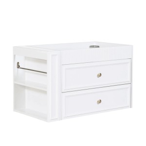 Merax Badezimmerschrank 81 cm Weiß Keramikbecken Schubladen Ablageregal