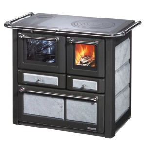 Westminster Küchenofen K85F II Naturstein mit Kochplatte, Backofen und Feuerraum.
