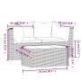 vidaXL Garten-Lounge-Set, 3-teilig, grau, Poly Rattan, mit Kissen, Maße siehe Detailzeichnung
