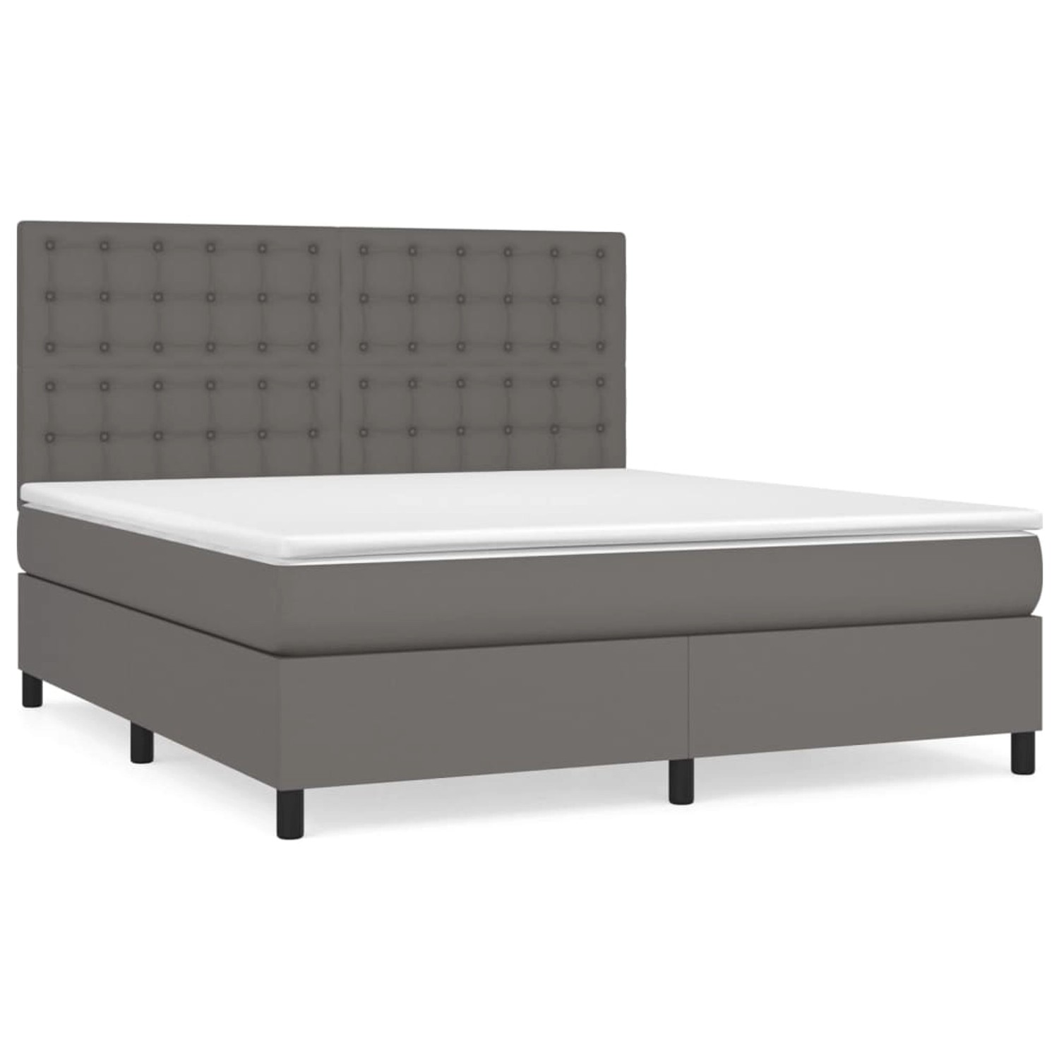 vidaXL Boxspringbett mit Matratze Grau 160x200 cm Kunstleder1466181 günstig online kaufen