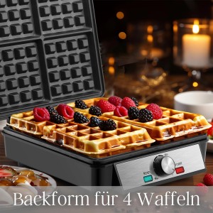 Steinborg SB-2060 Waffeleisen für 4 Waffeln Antihaftbeschichtung 1200 Watt