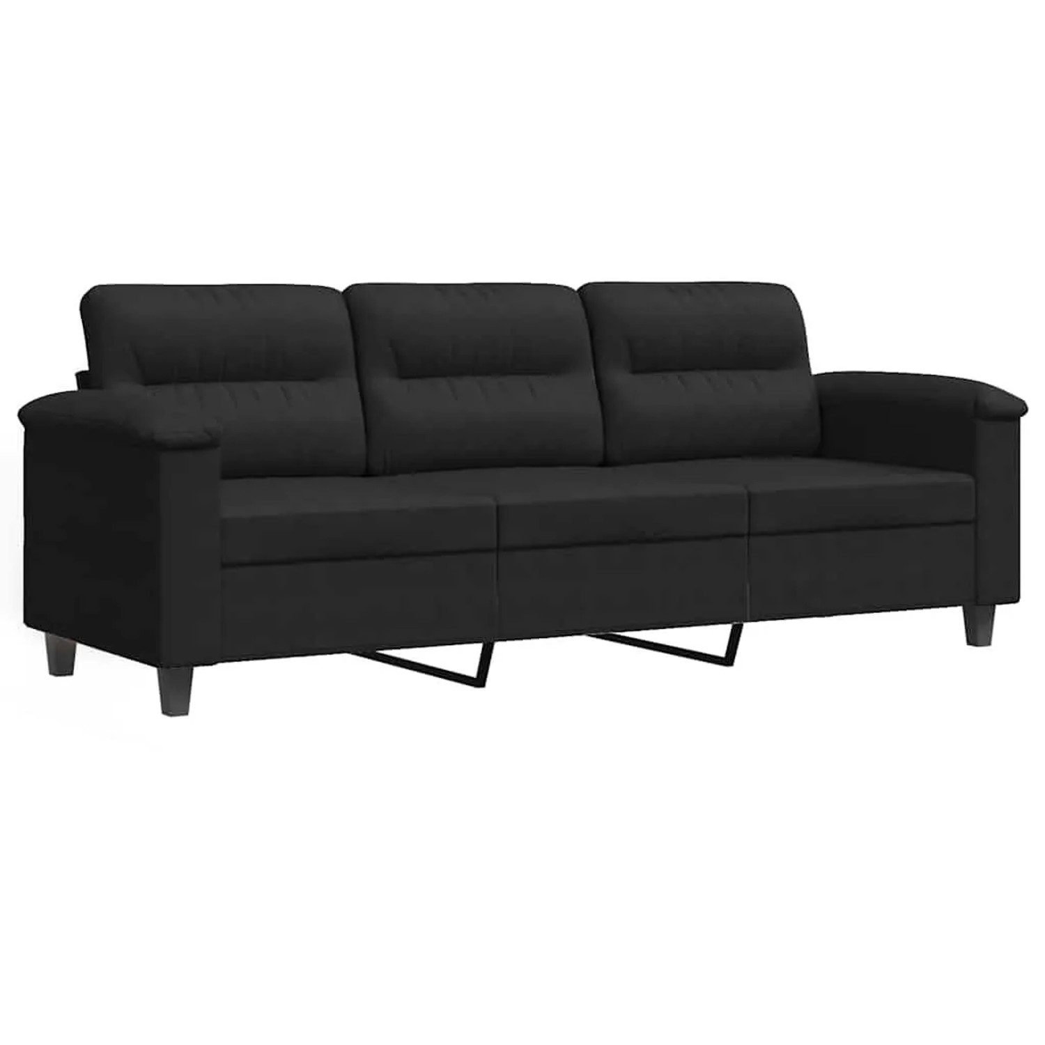vidaXL 3-Sitzer-Sofa Schwarz 180 cm Mikrofasergewebe 359570 günstig online kaufen