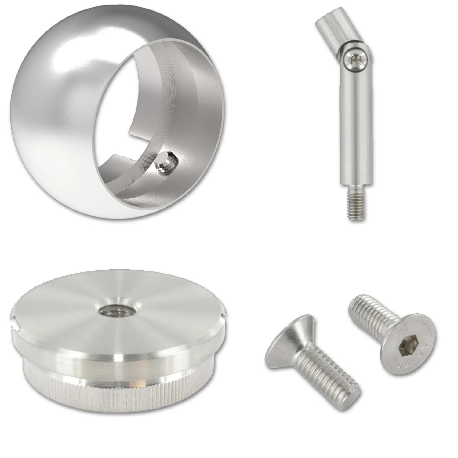 FeNau Komplett Set Mit Kugelringhalter Für Rundrohr Ø 42,4x2,0 mm V2A