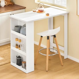 Weißer SoBuy Bartisch mit 3 Ablagen, ideal für Küche und Wohnzimmer.