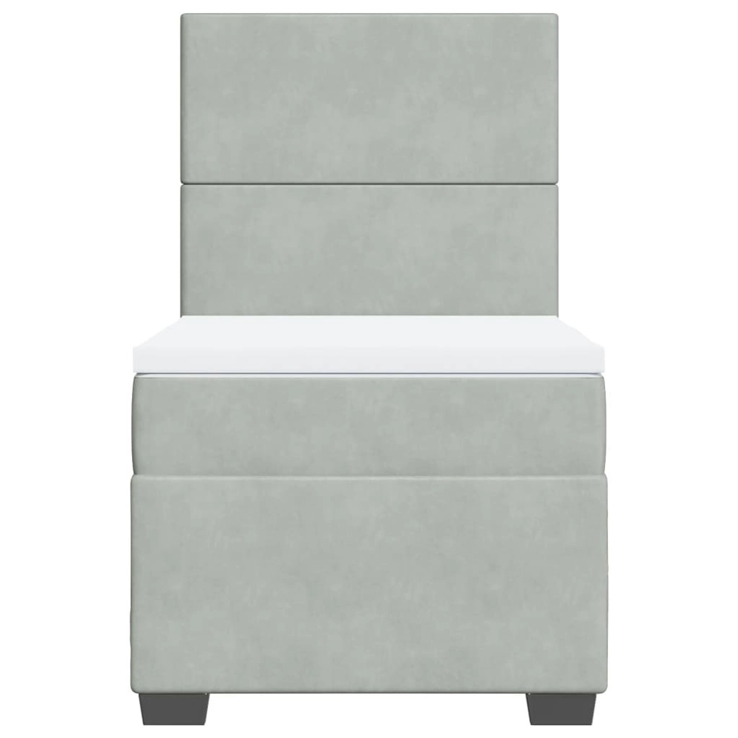 Hellgraues vidaXL Boxspringbett 90x200 cm mit Matratze und Kopfteil.