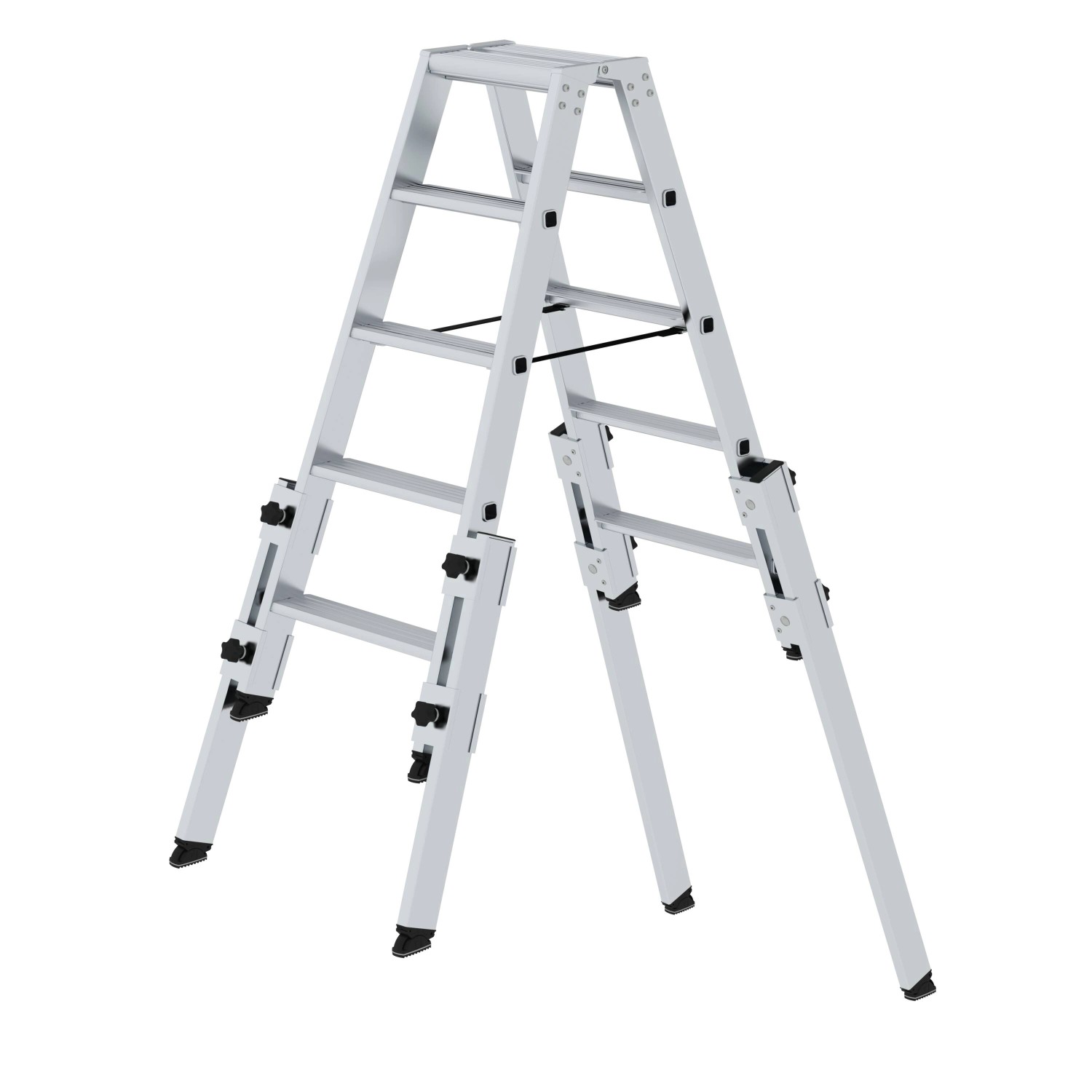 PROREGAL Stufen-Stehleiter, treppengängig, 2x5 Stufen, aus Aluminium.