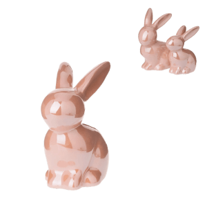 Altrosa Deko-Hase aus Porzellan, 11,5 cm hoch, Osterdekoration.
