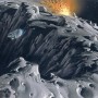 Komar Vlies Fototapete Star Wars Asteroid mit Raumschiff, 500x250 cm.