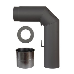 OBI Rauchrohr-Set, 3-teilig, grau, Ø 150 mm: Winkelrohr, Wandfutter, Rosette für Kamin & Ofen.