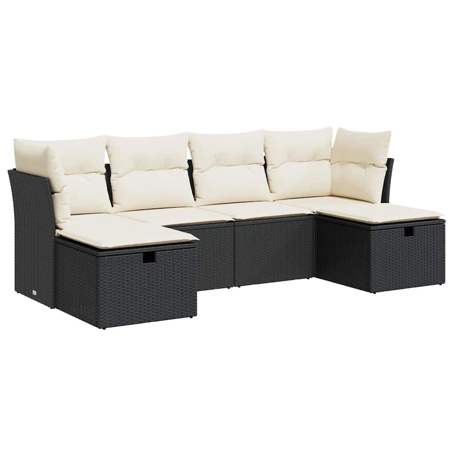 vidaXL 6-Tlg Garten-Sofagarnitur mit Kissen Schwarz Poly Rattan 3325322 günstig online kaufen
