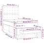 Hellgraues Boxspringbett 90x200 cm mit Matratze und Bank, Stoffbezug.