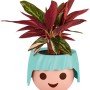 Lechuza Ojo Pflanzgefäß in Aquamarin, 21 cm, mit Pflanze. Dekorativer Übertopf im Playmobil-Look.