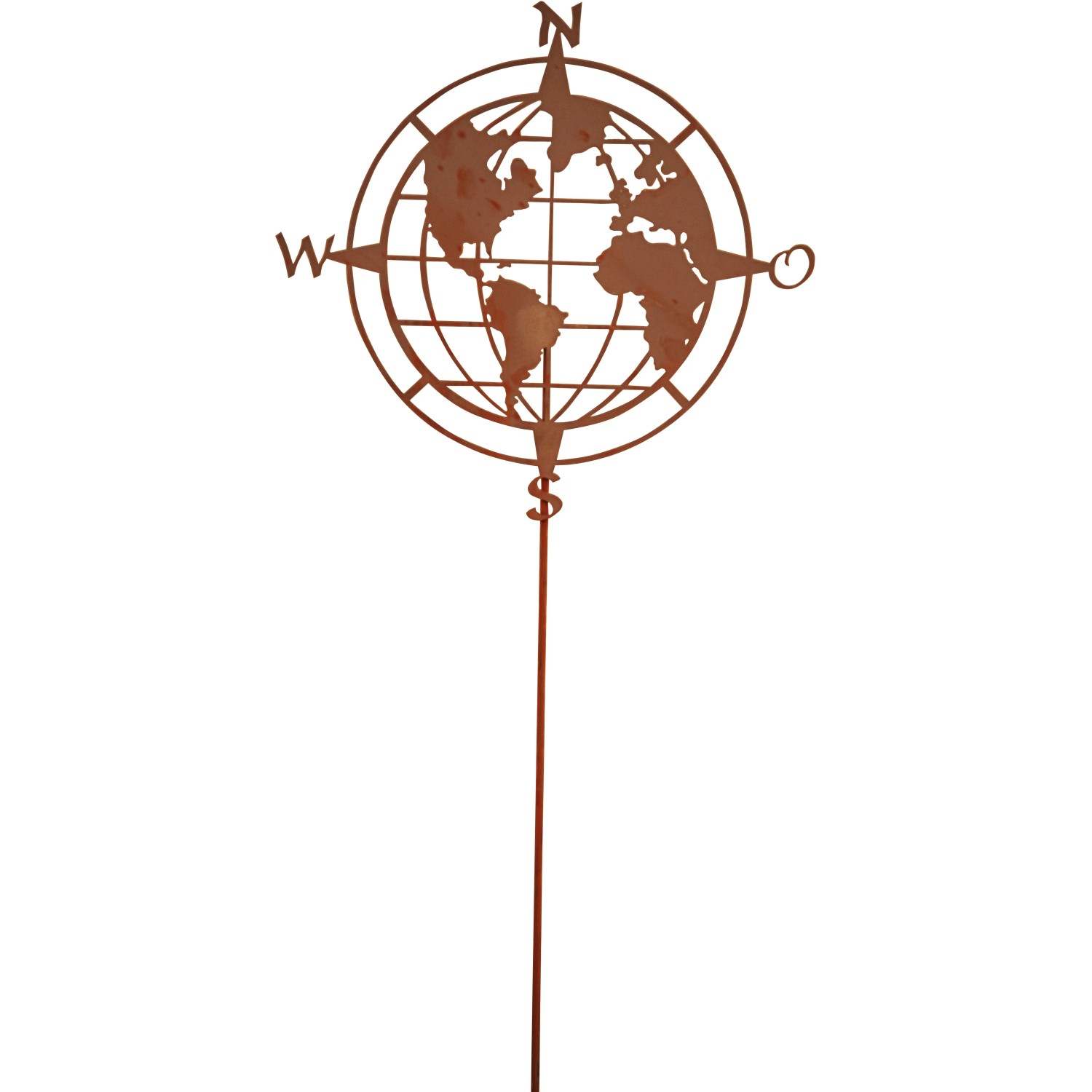 Ferrum Art Design Gartenstab "Weltkugel" Höhe 141cm Rostbraun