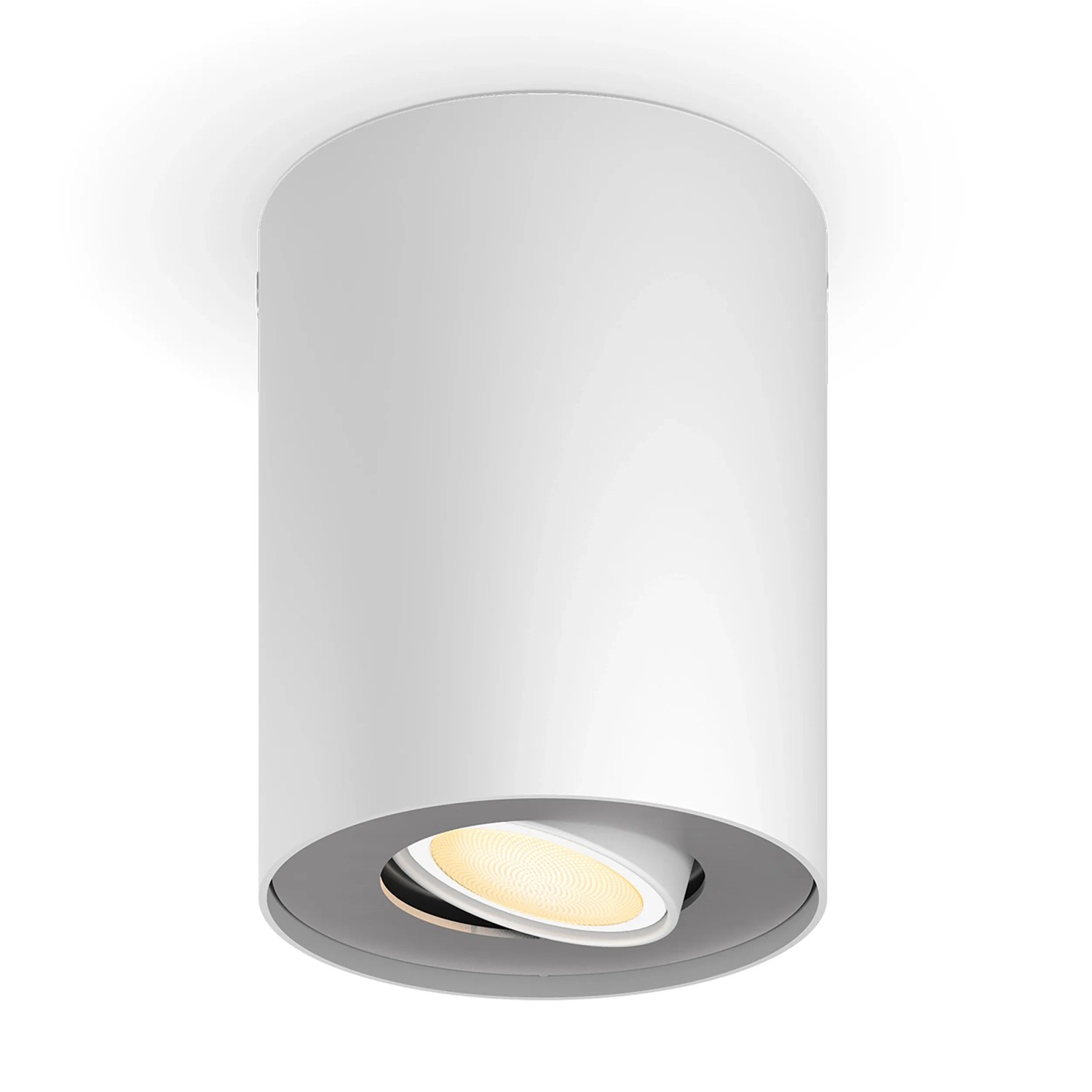 Weißer Philips Hue LED-Aufbauspot Pillar für smarte Beleuchtung im Innenbereich.
