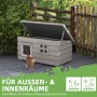 PawHut Katzenhaus mit geöffnetem Asphaltdach und Fenster, Katze davor.