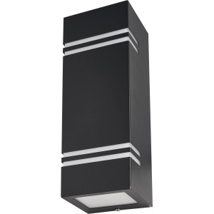 Moderne, eckige Eco-Light LED-Außenwandleuchte Stripes in Schwarz Matt mit dekorativen Lichtstreifen.