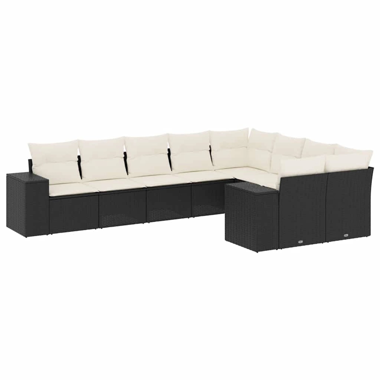 vidaXL 9-Tlg Garten-Sofagarnitur mit Kissen Schwarz Poly Rattan 3255373