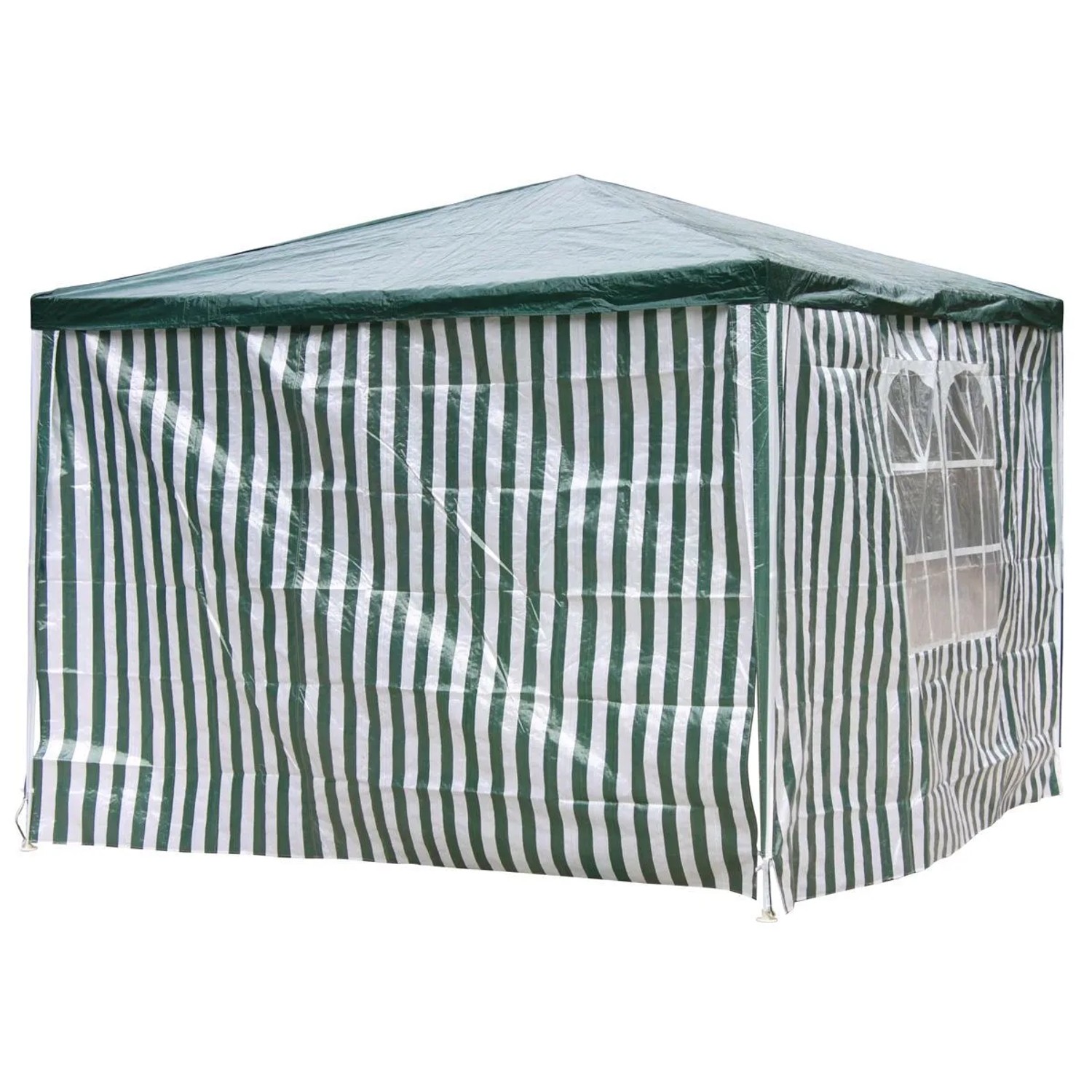 Lex 2er Set Seitenteile für Pavillon 3x3x2,5m Fenster Seitenwand Faltpavillon Partyzelt Grün Weiß