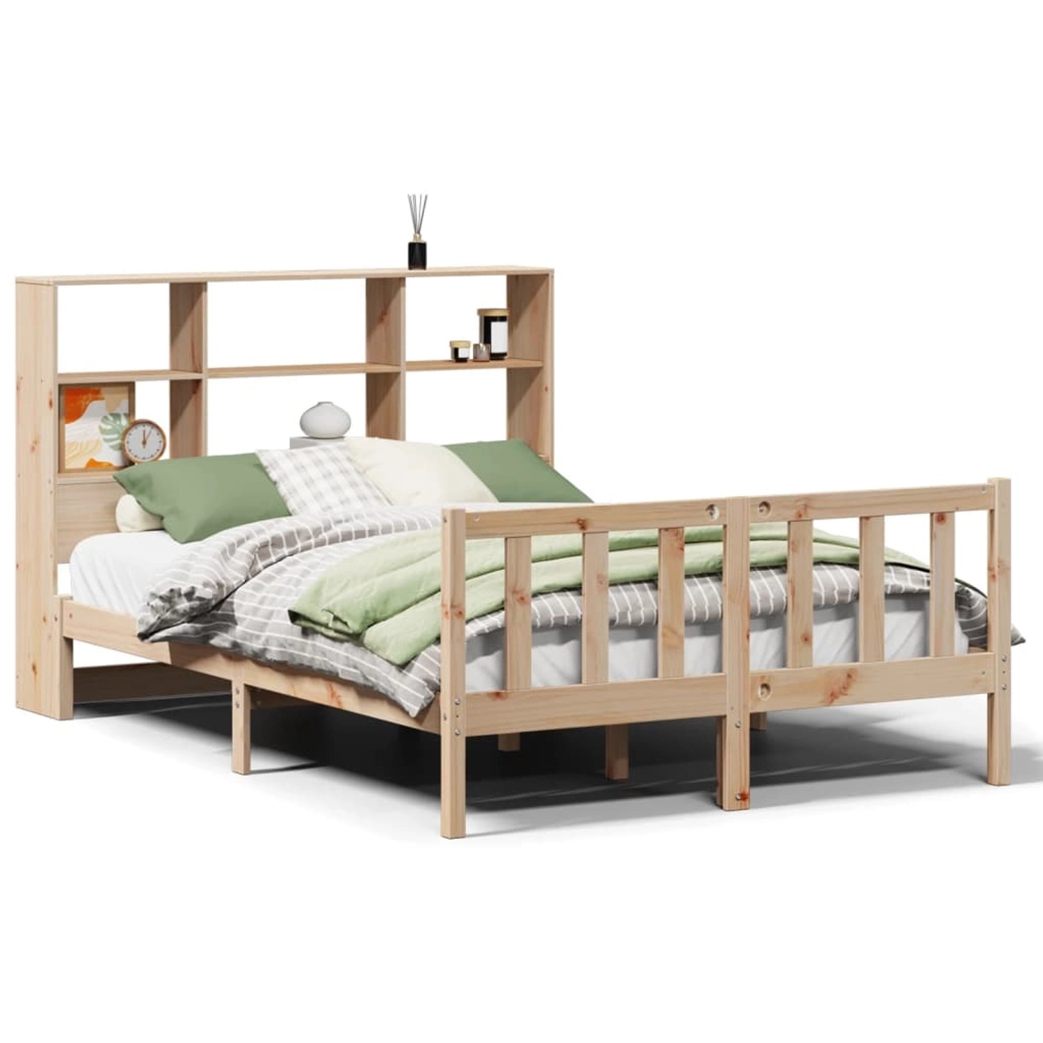 vidaXL Massivholzbett mit Regal ohne Matratze 140x190 cm Kiefernholz 332169 günstig online kaufen