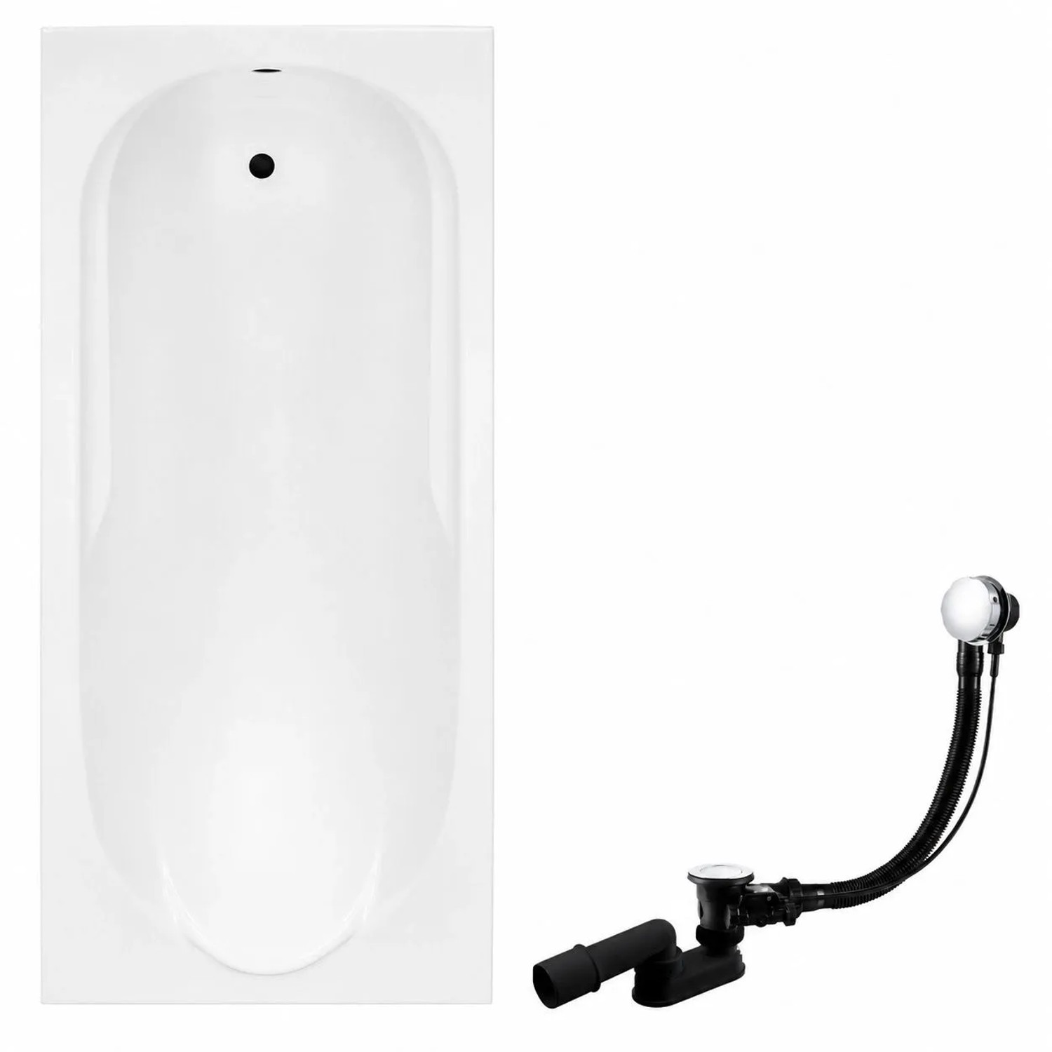 KOLMAN Badewanne Rechteck 190 x 80 Cm Mit Bambus Badewannenablage Mit Kopfstütze KODI Inkl. Ablauf Und Füße