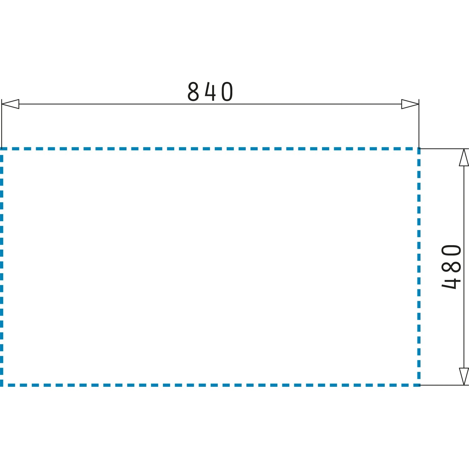 Skizze der Pyramis Einbauspüle Athena 1 1/4B 1D Edelstahl mit Maßangaben.