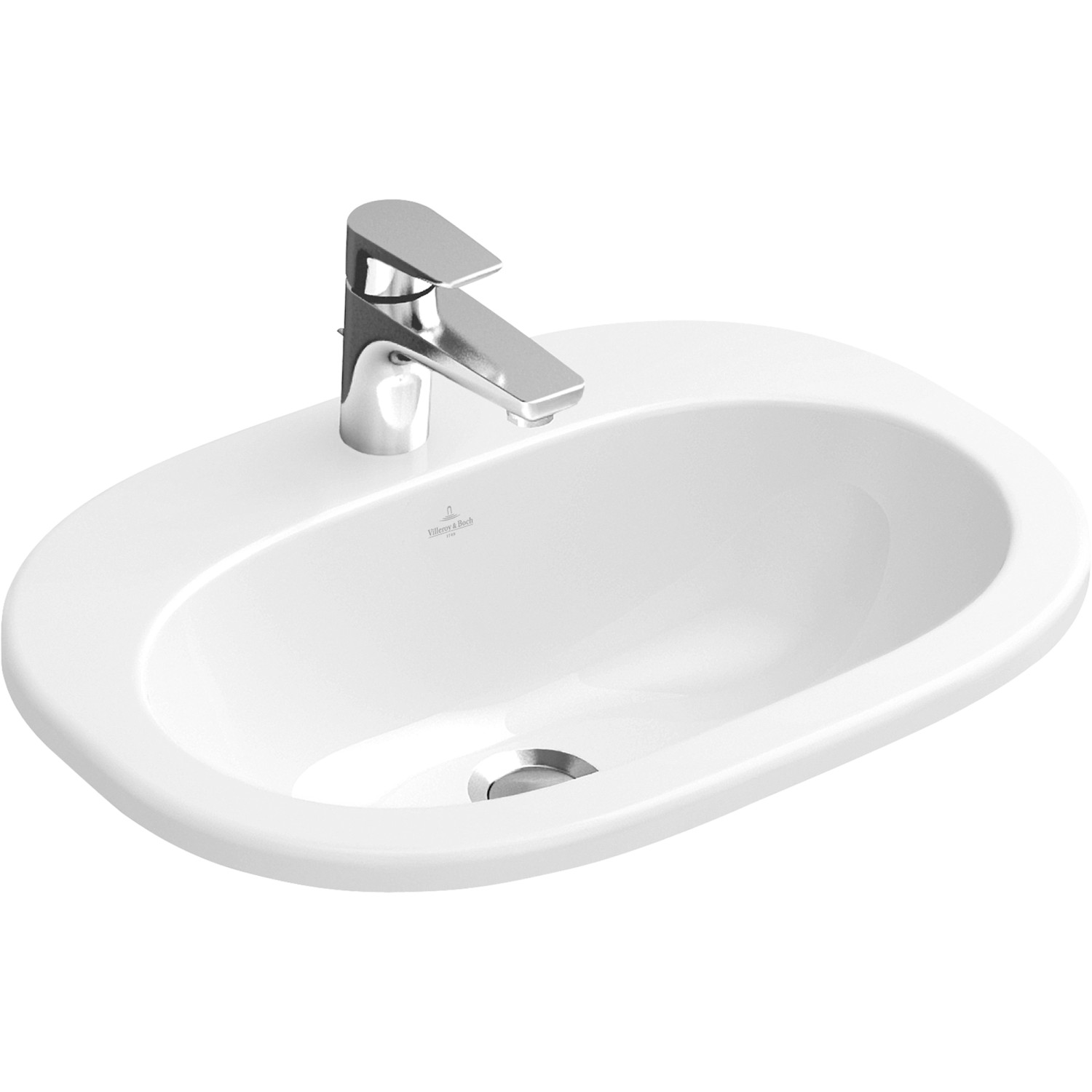 Villeroy & Boch Einbauwaschbecken O.Novo 56 cm Weiß mit Hahnloch mit Überlauf