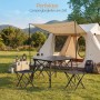 Sekey klappbarer Campingtisch aus Aluminium mit Stühlen vor Zelt auf Wiese.
