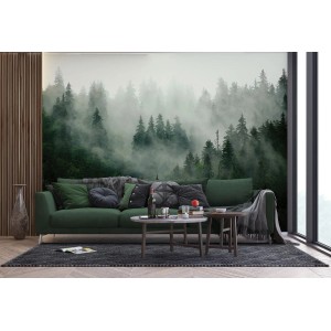 Sanders Fototapete Berglandschaft mit Bäumen in Grün, 3,75x2,7m.